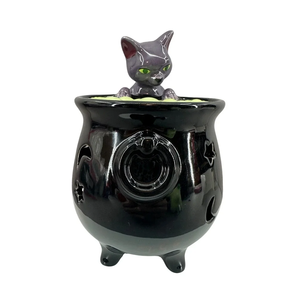 Disney Hocus Pocus Binx Cat Cauldron Votive Candle Holder Halloween Spooky Witch